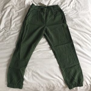 J. Crew Business Casual Linen Joggers Olive Green
